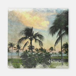 Sunset and Tropical Trees Magnet