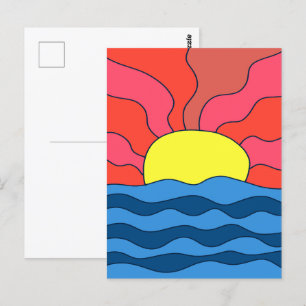 Sunset and Waves Postcard