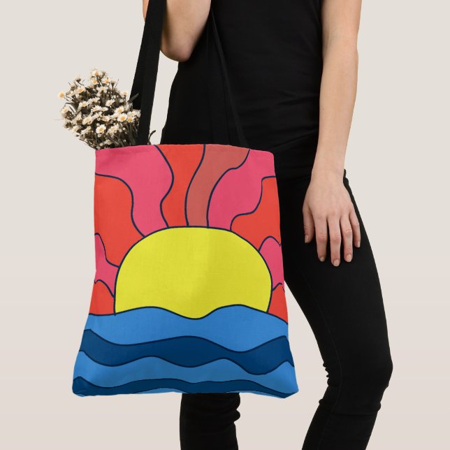Sunset and Waves Tote Bag (Close Up)