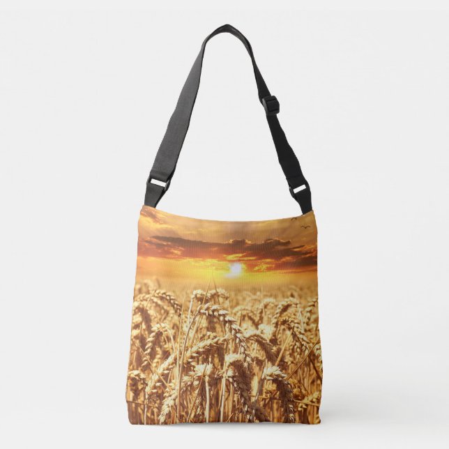 Sunset and Wheat Field Tote Bag (Front)