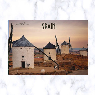Sunset and Windmills in Consuegra Spain Postcard