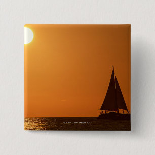 Sunset and Yacht 15 Cm Square Badge