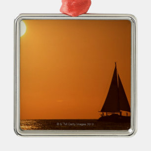 Sunset and Yacht Metal Tree Decoration