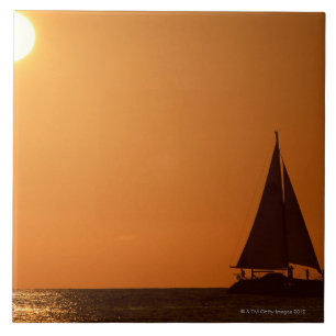 Sunset and Yacht Tile