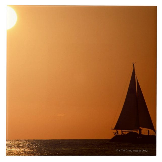 Sunset and Yacht Tile (Front)