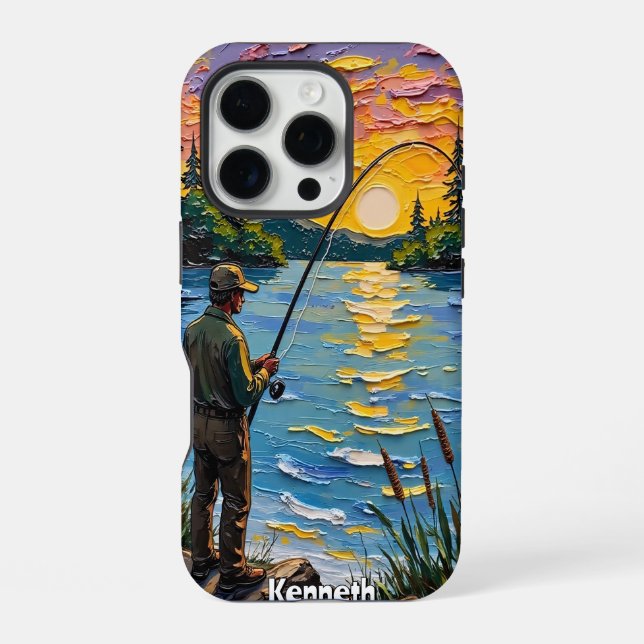 Sunset Angler's Tranquil Waters iPhone Case (Back)