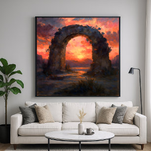 Sunset Arch - Painterly Style Landscape Art Poster