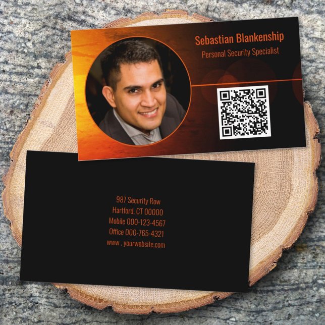 Sunset Art Security Pro Custom Photo QR Code Business Card (Creator Uploaded)