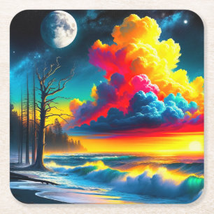 Sunset Art Square Paper Coaster