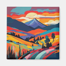 Sunset at Autumn Mountain Landscape