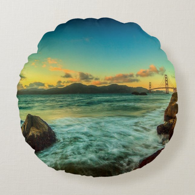 Sunset at Baker Beach Round Cushion (Front)