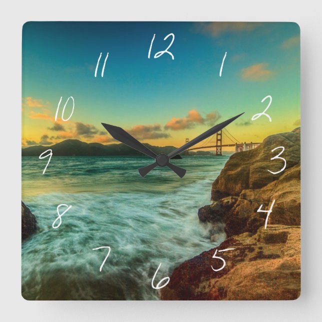 Sunset at Baker Beach Square Wall Clock (Front)