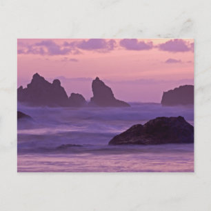 Sunset at Bandon Beach Sea Stacks. Postcard