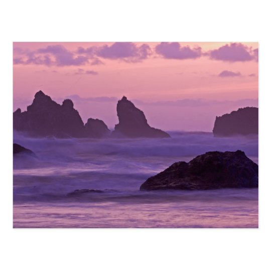 Sunset at Bandon Beach Sea Stacks. Postcard