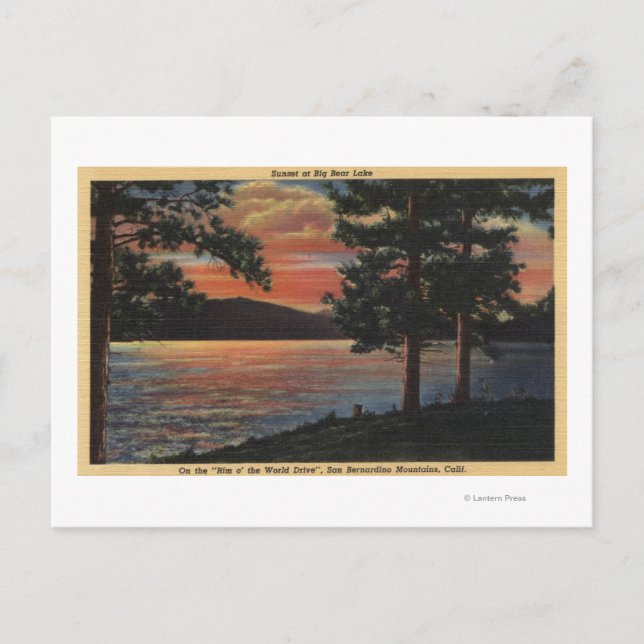 Sunset at Big Bear Lake Postcard (Front)