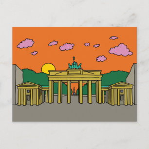 Sunset at Brandenburg Gate in Berlin Postcard
