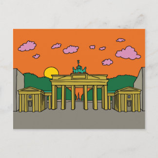 Sunset at Brandenburg Gate in Berlin Postcard