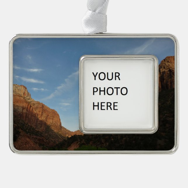 Sunset at Canyon Junction at Zion National Park Silver Plated Framed Ornament (Front)