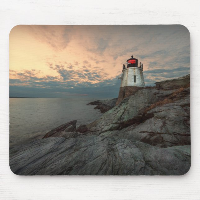 Sunset At Castle Hill Lighthouse Mouse Mat (Front)