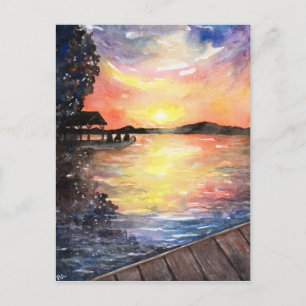 Sunset at Cottage Postcard