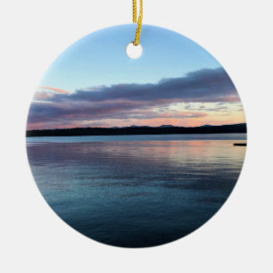 Sunset at Crescent Lake, OR Ceramic Tree Decoration