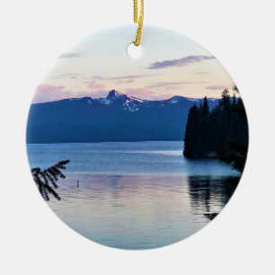 Sunset at Crescent Lake, Oregon Ceramic Tree Decoration