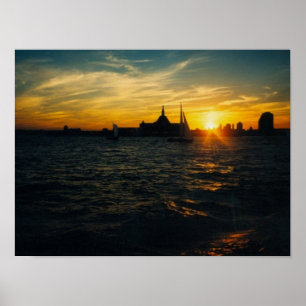 Sunset at Ellis Island Poster