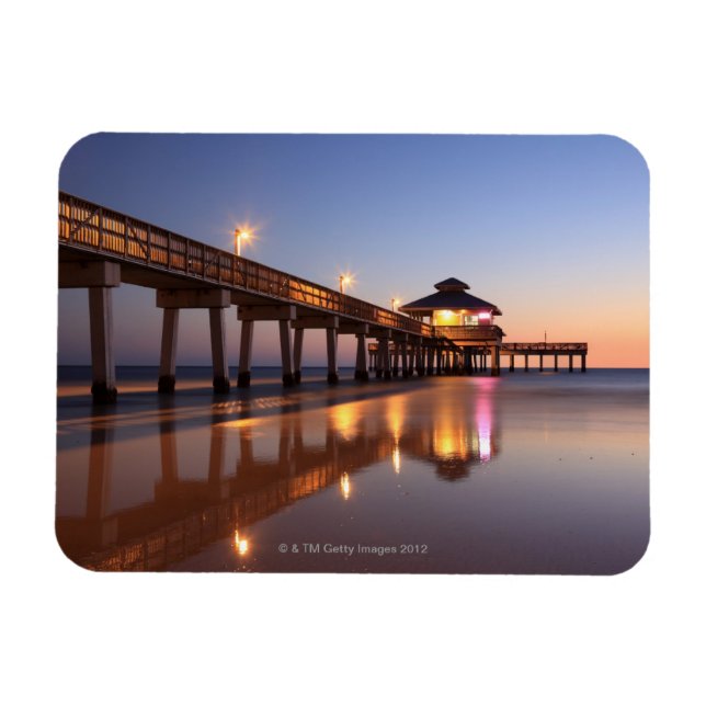Sunset at Fishing Pier, Fort Myers Beach, Magnet (Horizontal)