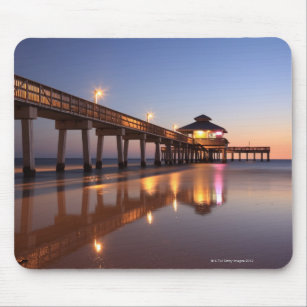 Sunset at Fishing Pier, Fort Myers Beach, Mouse Mat