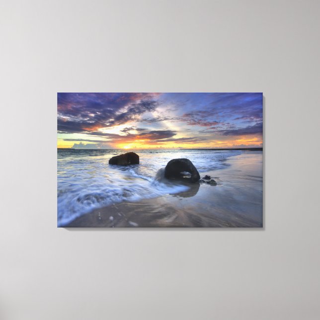 Sunset At Kedonganan Beach Canvas Print (Front)