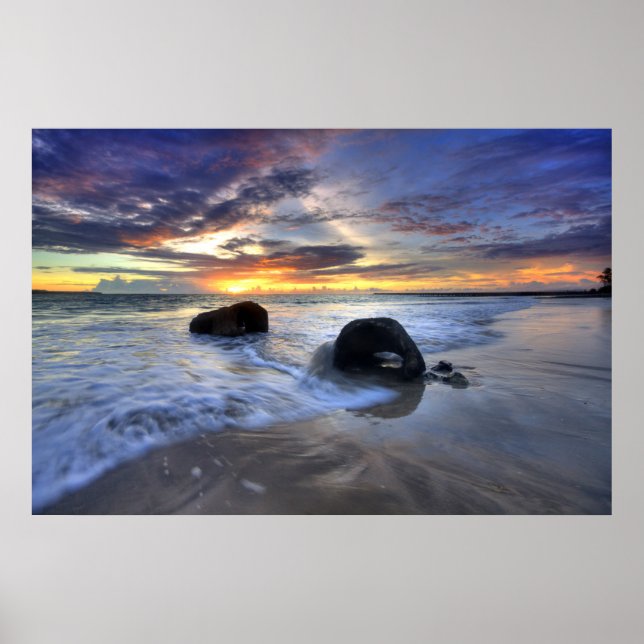Sunset At Kedonganan Beach Poster (Front)