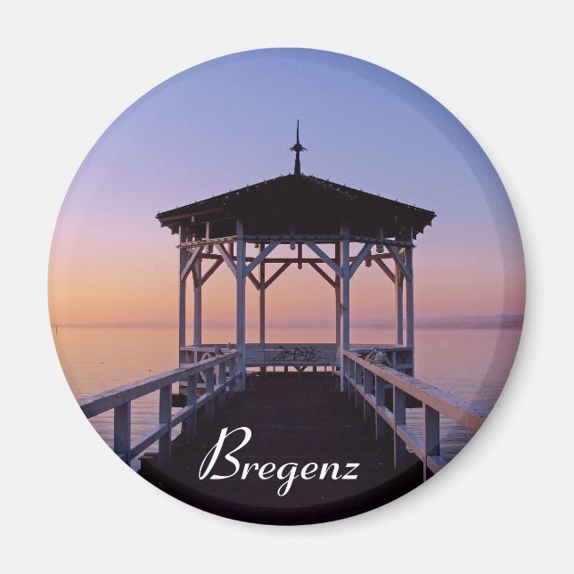 Sunset at Lake Constance in Bregenz in Austria Magnet (Front)