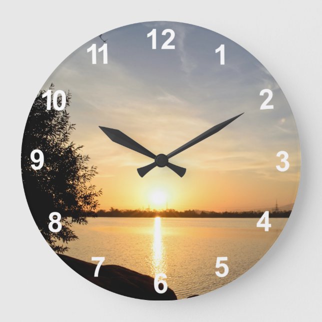 Sunset at lake large clock (Front)