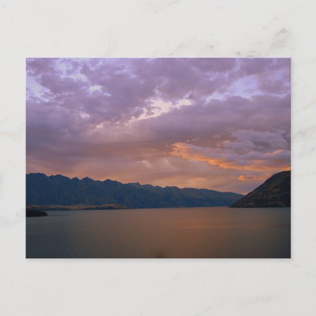 Sunset at Lake Wakatipu, Queenstown, NZ Postcard (Front)