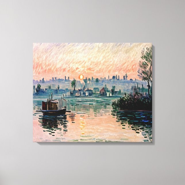 Sunset at Lavacourt (1) A Tranquil Evening Glow Canvas Print (Front)