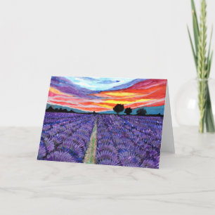 Sunset at Lavender Field Card