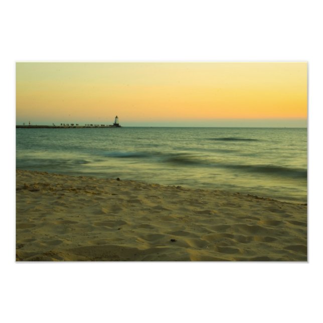 Sunset at Ludington Light Photo Print (Front)