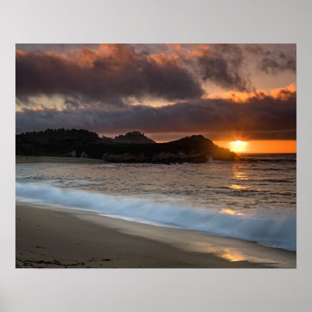 Sunset at Monastery Beach, Carmel, California, Poster (Front)