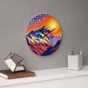 Sunset at Mount Everest Large Clock