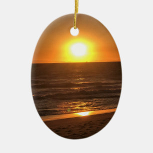 Sunset at Newport Beach, California Ceramic Tree Decoration