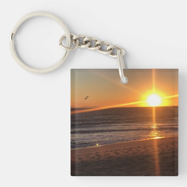 Sunset at Newport Beach, California Key Ring (Front)