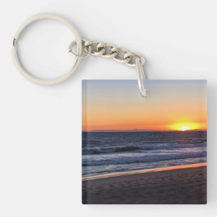 Sunset at Newport Beach, California Key Ring