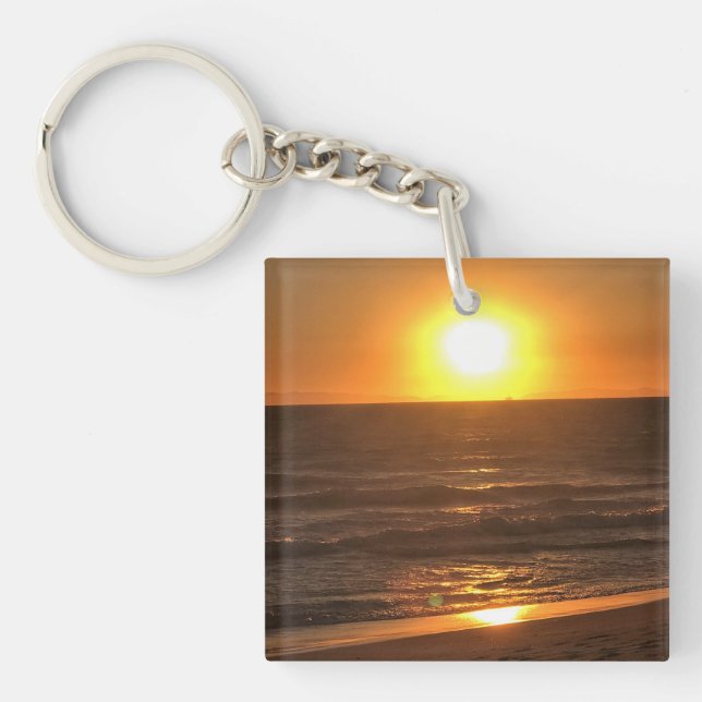 Sunset at Newport Beach, California Key Ring (Front)