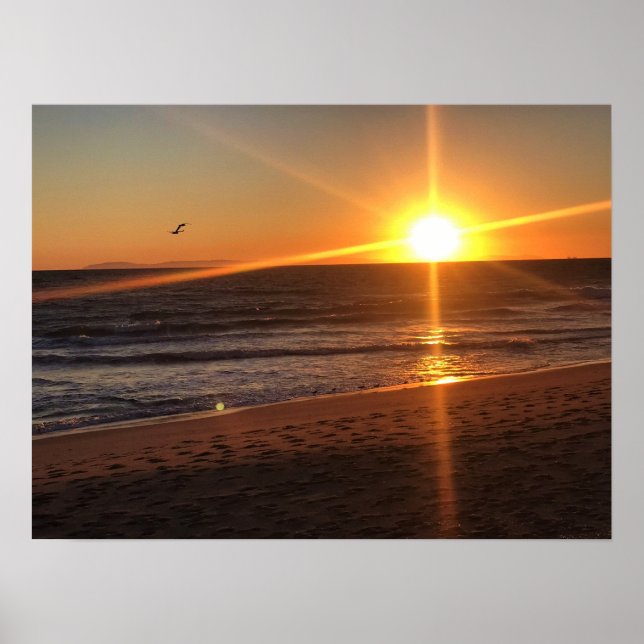 Sunset at Newport Beach, California Poster (Front)