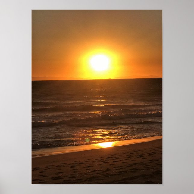 Sunset at Newport Beach, California Poster (Front)
