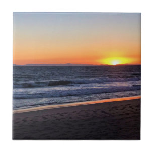Sunset at Newport Beach, California Tile