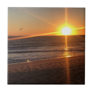 Sunset at Newport Beach, California Tile