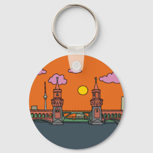 Sunset at Oberbaum Bridge in Berlin Key Ring