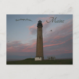 Sunset at Petit Manan Light Maine Postcard