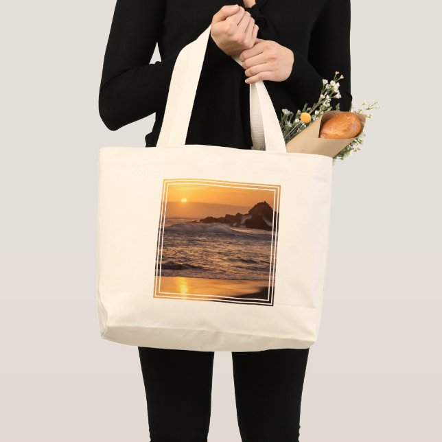 Sunset At Pfeiffer Beach Large Tote Bag (Front (Product))